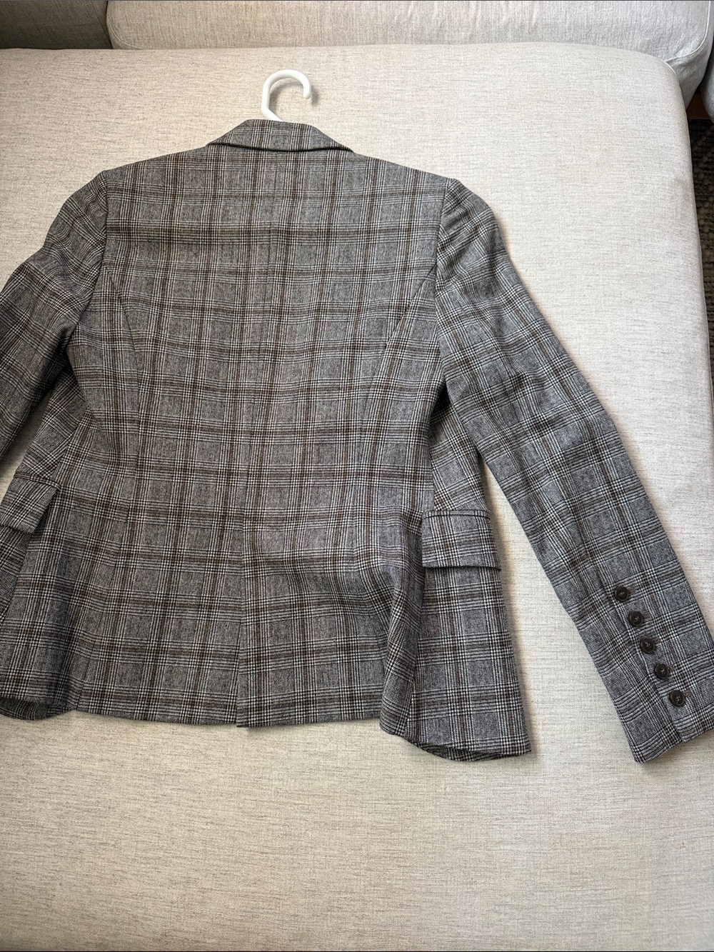 Anne Fontaine Gray Plaid Blazer with Brown Windowpane - Picture 6 of 11